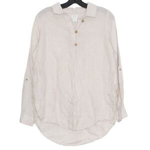 Sigrid Olsen Womens Top Linen Popover Minimalist Coastal Boho Beach Summer Small